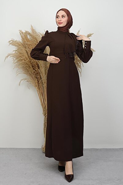 Gülay Stone Evening Dress Hot Coffee
