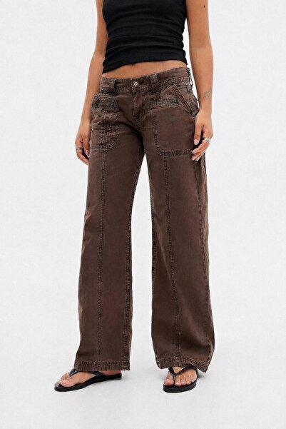 september island بنطلون دولوريس ذو اللون البني منخفض الخصر