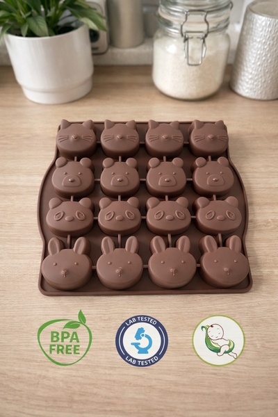 CKM silikon 12-Compartment Silicone Mold with Animal Figures – for Chocolate,...