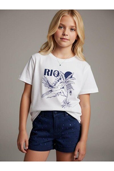 Zekids Tricou de bază cu imprimeu Rio pentru fete