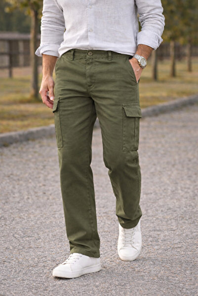 comstar Muške premium udobne kaki kargo široke pantalone