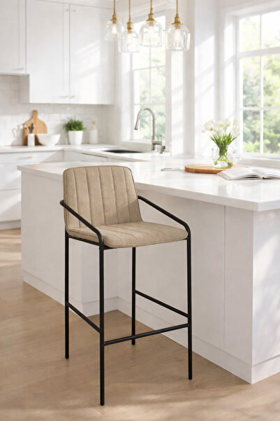 N.zone Upholstered bar stool with a black metal frame – a modern table chair ...
