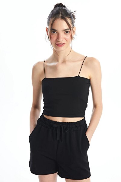 TENA Bustieră neagră cu bretele tip spaghete pentru femei