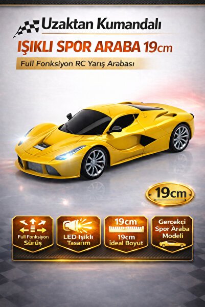 TRENDZONE Uzaktan Kumandalı Işıklı Ferrari Spor Araba 19cm | Full Fonksiyon P...