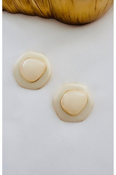 VNS Accessories Hexagonal Design Bone Earrings (3.5X3.5 cm)