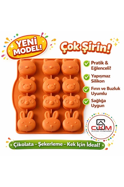 CKM silikon 12-Compartment Silicone Mold with Animal Figures – for Chocolate,...