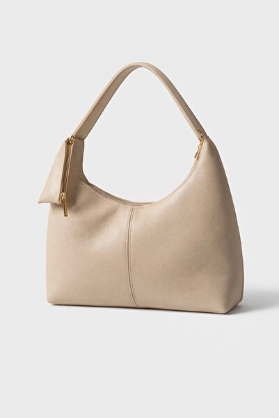 Çantacımstore Women's Faux Leather Mini Wallet Baguette Bag Beige