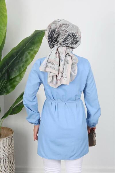 HİFADEN Women's Ribbed Belted Hijab Shirt