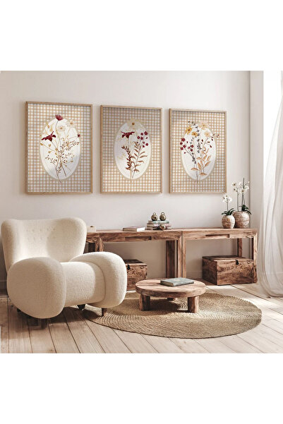 Dekorsiahome Set de 3 piese cu cadru din lemn pentru sufragerie, hol, bucătăr...