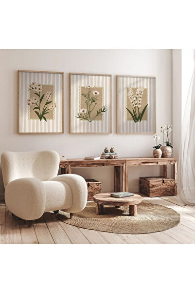 Dekorsiahome Set de 3 piese cu cadru din lemn pentru sufragerie, living, bucă...