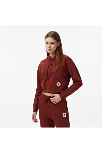 Converse Classic Kadın Bordo Crop Sweatshirt
