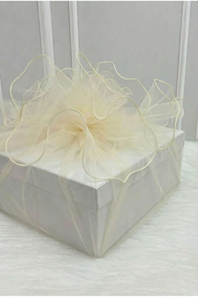 ZEYMERADE Tulle decorativ crem, margine overlock crem, valiză cadou pentru mi...