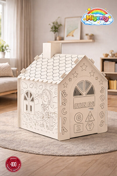 Migenty Boyanabilir Karton Oyun Evi – Çocuklar İçin Yaratıcı Boyama ve Oyun Evi