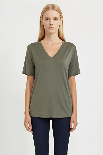 Perspective Khaki V-Neck T-Shirt