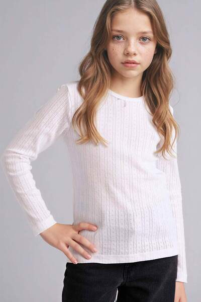 DeFacto Top pentru fete, 100% bumbac, cu decolteu tip crew, G8537A826SP