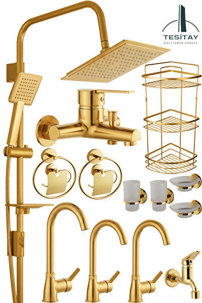 tesitay Lüks Banyo Lavabo Mutfak Bataryası Robot Duş Takımı Aksesuarlar Gold ...