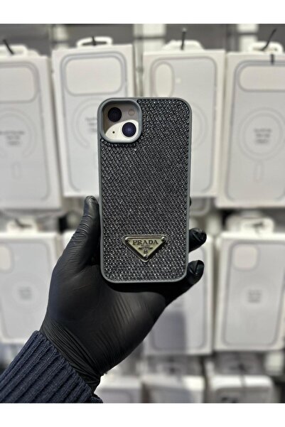 TAK Bİ KILIF iPhone 14 15 Plus Uyumlu Taşlı Logolu Premium Kılıf Parlak Krist...