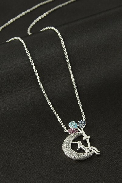 ZERO LAND قلادة STOROZAL للبنات مرصعة بحجر الزركون - (140527) لون فضي