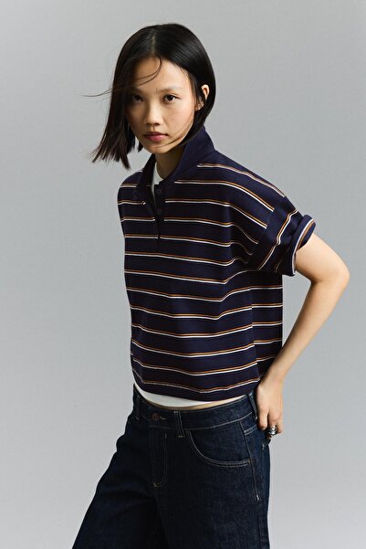 Bershka Çizgili polo kazak