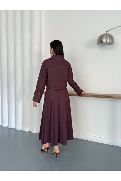 Ekim Store Lycra Denim Gilet Dress Jacket Set Islamic Clothing