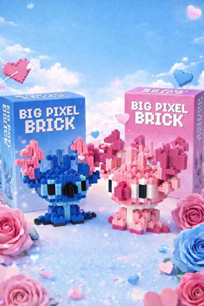 NETAVANTAJ Angel & Stitch Tasarımlı 2 Kutu Büyük Parçalı Blok Oyuncak Seti Bi...