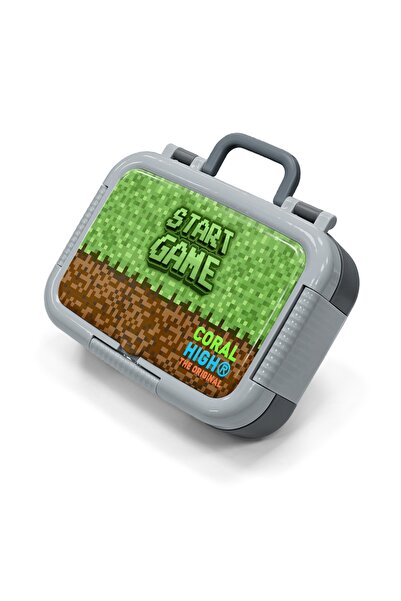 Coral High Kids Green Brown High Craft Patterned Stainless Steel Lunch Box 39284