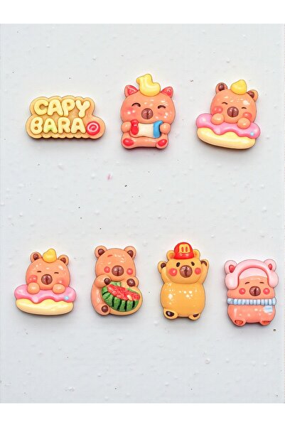 HEDİYE FİKRİ Mini Capybara 7’li Dekoratif Sticker Set – Çift Taraflı Bantlı A...