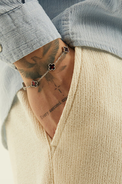 Fjellor Unisex Medium Red Hologram Figured Design Steel Bracelet