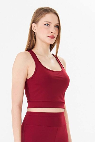 Sortie Women's Swimmer Backless Sports Crop Tank Top Burgundy