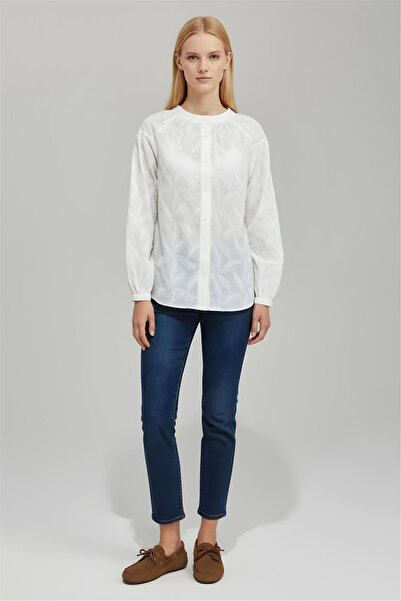 Perspective Beyaz Bisiklet Yaka Gömlek