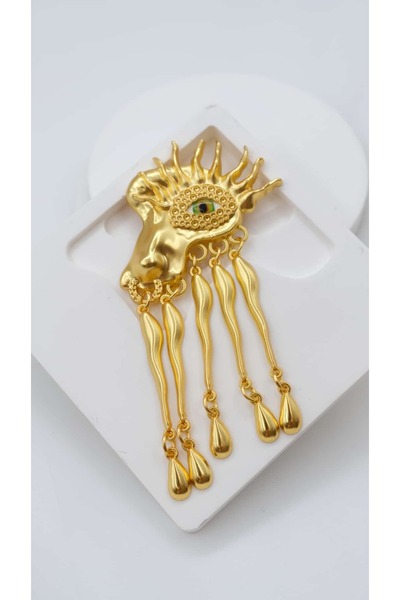 Jerie Mat Gold Göz Detay Tasarım Broş