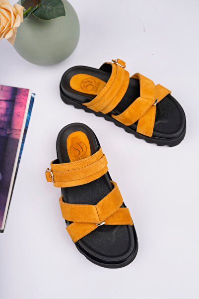 NOSEY SHOES Zoe Model Genuine Leather Inside Fuspet Anti-Slip Sole Cross-Band...