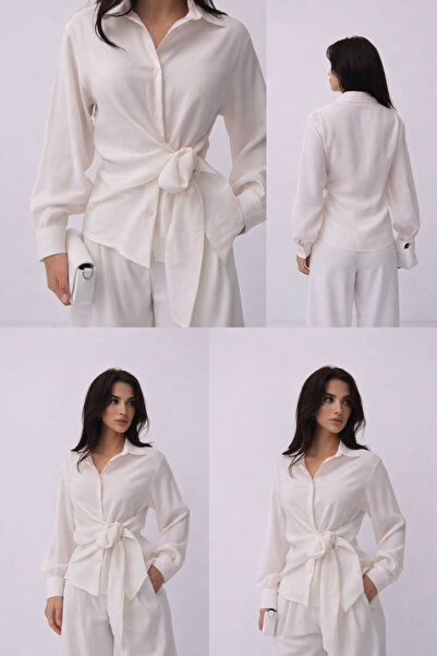 M&S moda evi FORSHE Yandan bağlamalı pembe gömlek