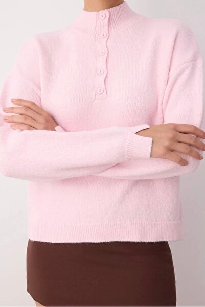 Noi Belis Soft Textured Stand Collar Half Placket Zippered Knitwear Sweater A...