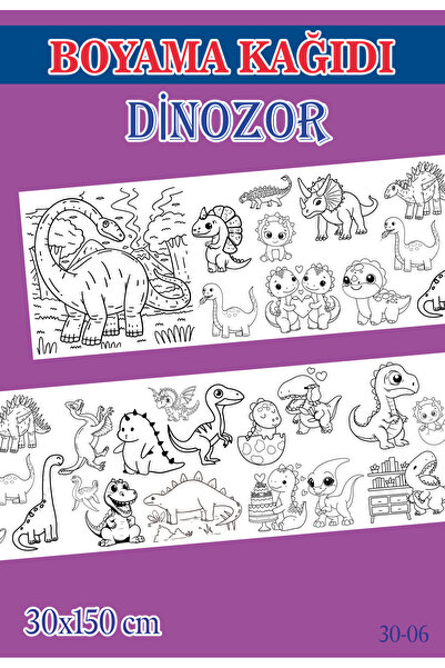 Sim Tasarım 1,5 mt Dinozor Tema Çocuk Aktivite Dev Boyama Kağıdı