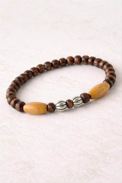 ZERO LAND سوار خشبي بيضاوي من الخيزران من STOROZAL مقاس 6 مم (140851) - بني