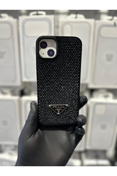 TAK Bİ KILIF iPhone 14 15 Plus Uyumlu Taşlı Logolu Premium Kılıf Parlak Krist...