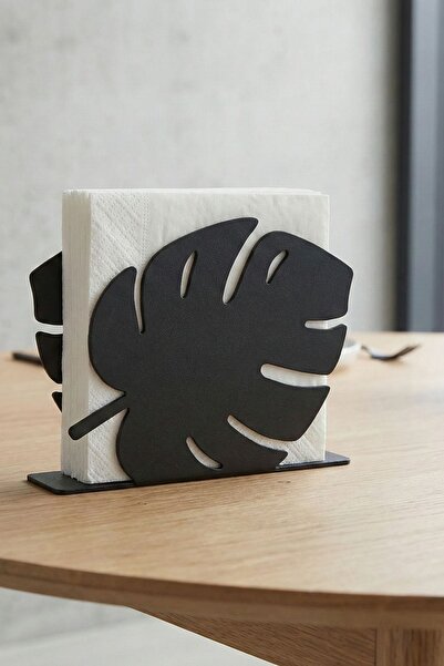 Grandmix Leaf Patterned Napkin Holder Black Decorative Tabletop Napkin Holder