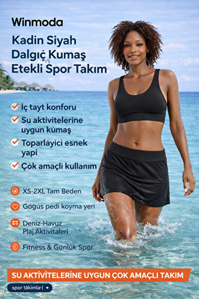 DeChival Kadın Havuz Deniz Mayo Takım / İçi taytlı Plaj Etek Ve Büstier Model...