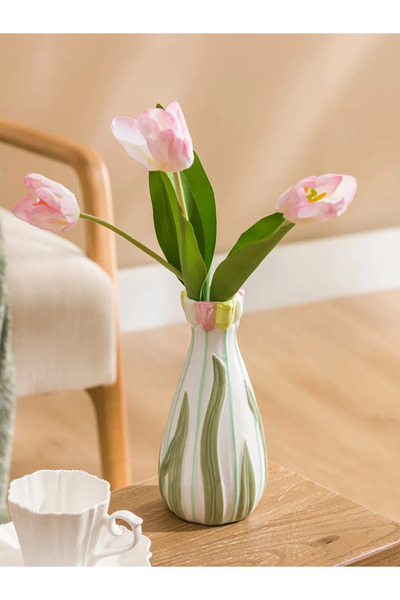 LC Waikiki Lcw Home Mixed Flower Figured Ceramic Vase 20 cm