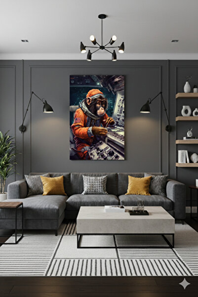 BLT DİZAYN Astronautul cimpanzeu în misiune spațială Scenă de control în cabi...