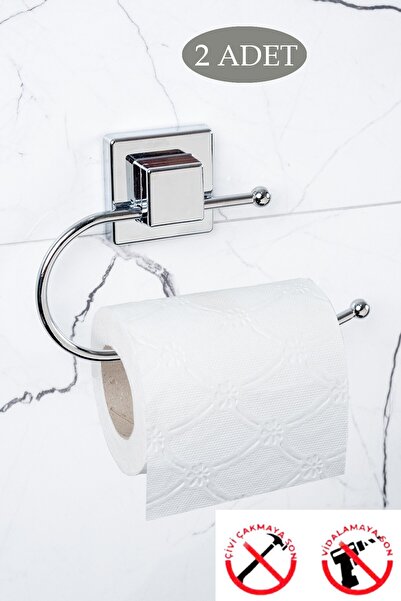 ORSA HOME 2 Pieces Square Adhesive Chrome Wc Paper Holder