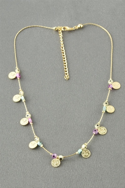 ZERO LAND Storozal Coin Bead Evil Eye Necklace (141140) - Ebruli