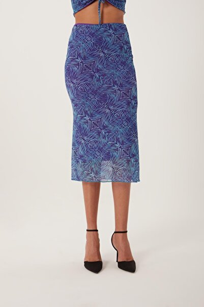 QUHOX Жіноча спідниця з підкладкою з сіткою, синя