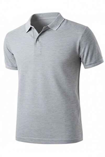 Zeta Group Унисекс детска сива тениска с къс ръкав и поло яка за ежедневно но...