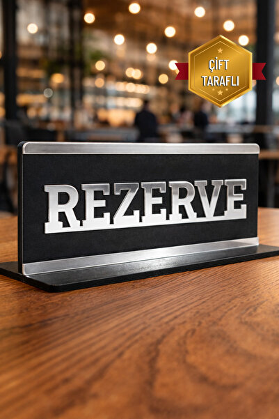 mars tasarım 2 Adet ÇİFT TARAFLI Masa Rezerve Yazısı Kafe Lokanta Restoran İç...