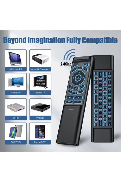 XTRIKE ME 7 Renk Işıklı Kablosuz Klavye Mouse IR Öğrenme Özellikli Smart TV K...