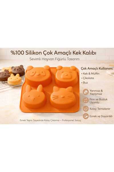 CKM silikon Multi-Purpose Silicone Cake Mold with 4 Animal Figures – Non-Stic...