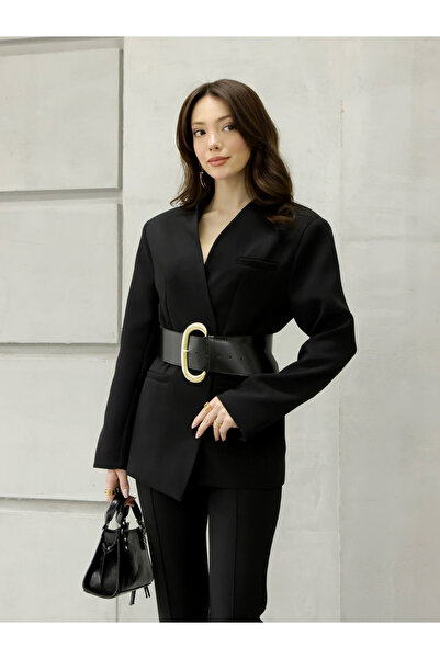 Coral Belted Atlas Jacket 9691 Black