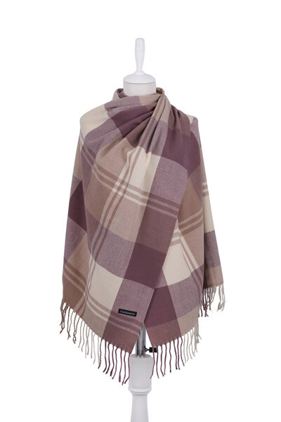 Bursa İpek Purple Milk Coffee Patterned Winter Shawl